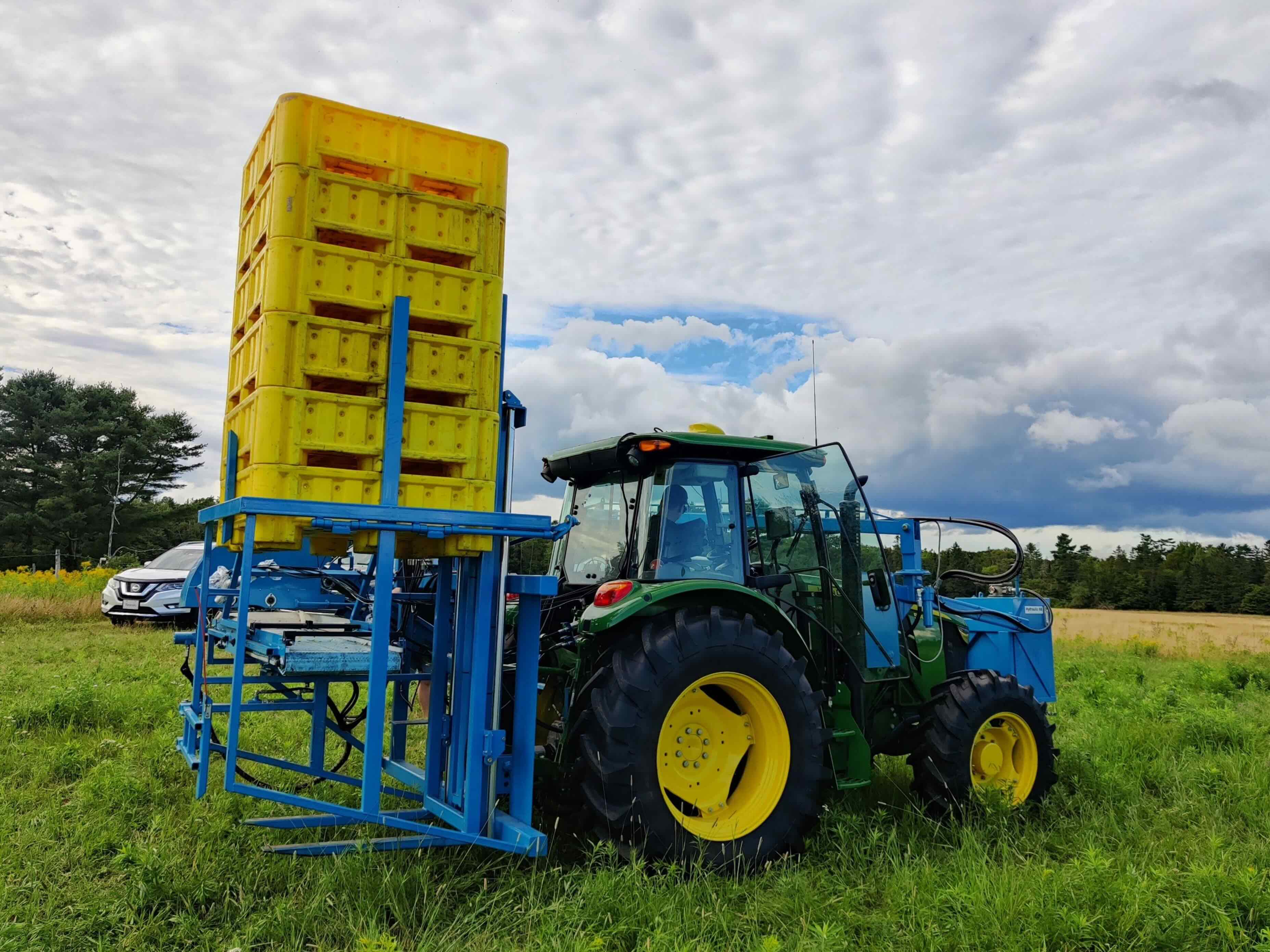 Wild blueberry harvester in Nova Scotia, Canada.